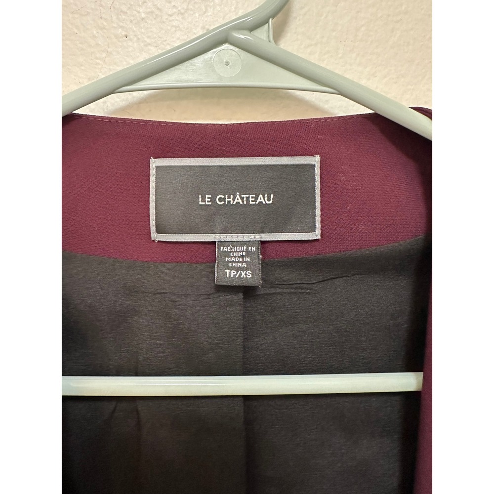 Le Chateau TP/XS Burgundy Blazer Jacket Open‎ Front Zipper Detail Petite - Picture 4 of 8